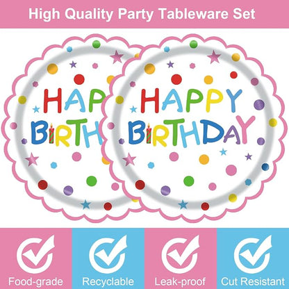 50Pcs Birthday Paper Plates 7inch Party Dessert Plates Supplies Colorful - Image 6