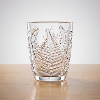Clear Drinking Glasses Set of 4, 10 oz Glass Cups, Vintage Fern Glassware | - Image 3