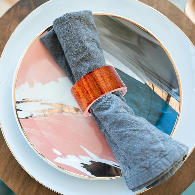 Rosewood Napkin Rings Set of 12 Wooden Table Decor | handmade rosewood napkin - Image 8