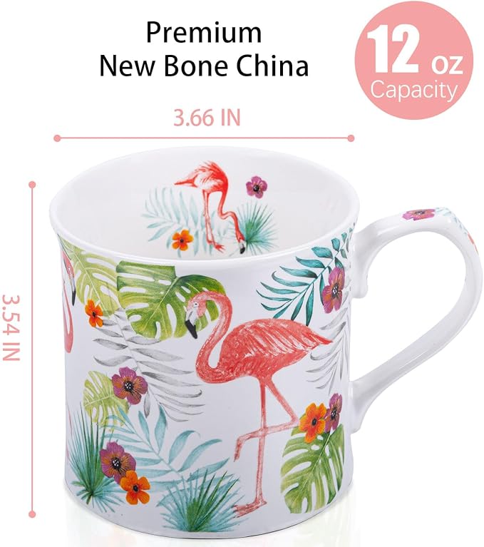 Flamingo Coffee Mug, 12oz New Bone China Tea Mug, Birthday & Summer Gift - Image 4