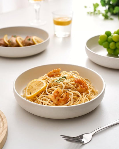 famiware Milkyway 33 oz Pasta Bowls Set of 6, Matte White | Double Reactive - Image 7