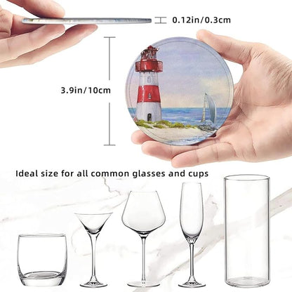 6 Pcs Coastal Lighthouse Leather Coasters - Image 8