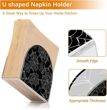 Napkin Holder Spider Web Crystal Clear Acrylic Napkin Holders, Paper Napkin Holder Dining Table Dispenser for Kitchen Restaurant Home Decor Bar Accessories