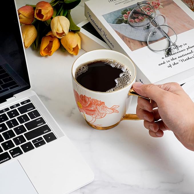 Ceramic Floral Coffee Mug, 15 oz | Tea Cup - Image 3