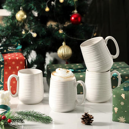 HASENSE Coffee Mugs Set of 4, 15 Ounce Porcelain Latte Mug Set - Image 4