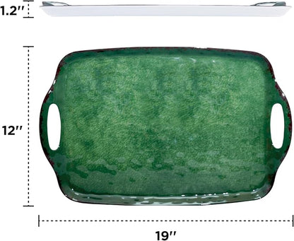 TP Melamine Serving Trays with Handles, Retro Green | Large Rectangular Trays - Image 3