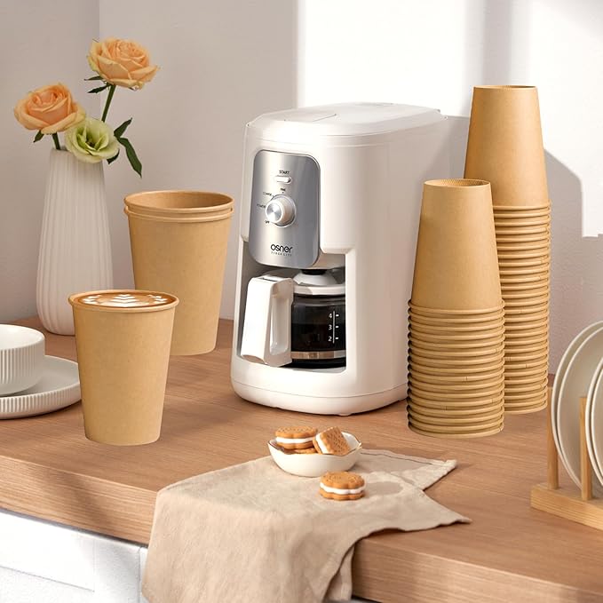 Clawsoff 180 Pack 12 oz Coffee Cups Brown Kraft Disposable Hot Paper Cups | - Image 5