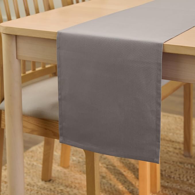 Encasa XO Table Runner, Cotton Canvas Dining Runner 13"x59" | Grey, 180 GSM by EncasaXO
