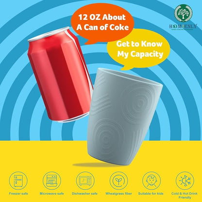 Homienly Wheat Straw Cups Set of 8, 12oz Drinking Cups, Plastic Cups Reusable - Image 5