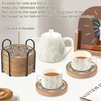 Boho Coasters Set of 6, Eykao Cup Coasters - Image 4