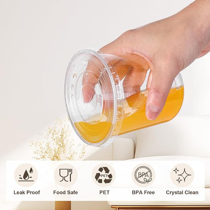 tchrules 100 Set 12oz Clear Round Bottom Plastic Cups - Image 5