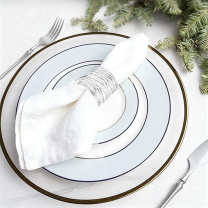 12 Pieces Napkin Rings Holders Handmade Round Mesh Heavy Duty Metal Napkin Rings Holder for Dinner Decoration Dining Table Parties Wedding Christmas(Silver)