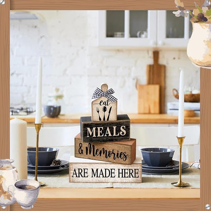 Moucuny 4 Pcs Farmhouse Kitchen Decor Wooden Plate Farmhouse Table Decor Black - Image 6