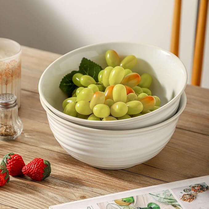 Serving Bowls Set of 2, 60 Ounce Ceramic Large Bowls, Deep Kitchen Bowls - Image 7