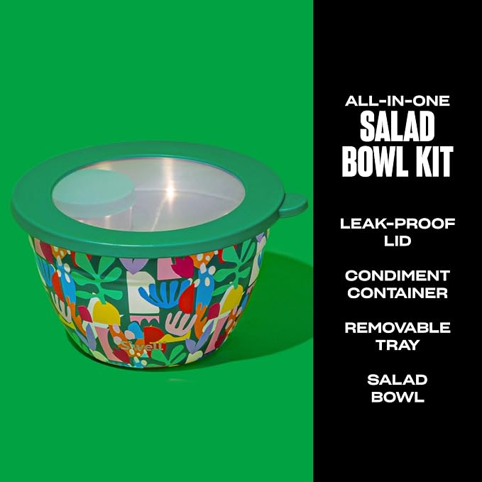 S’well Stainless Steel 64oz Salad Bowl Kit, Paper Cutouts Design, Includes 2oz - Image 2