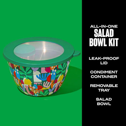 S’well Stainless Steel 64oz Salad Bowl Kit, Paper Cutouts Design, Includes 2oz - Image 2