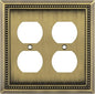 Henne Bery Sunken Pearls Heavy Duty Decorative Wall Plate Switch Plate Outlet Cover (Double Duplex, Antique Brass)