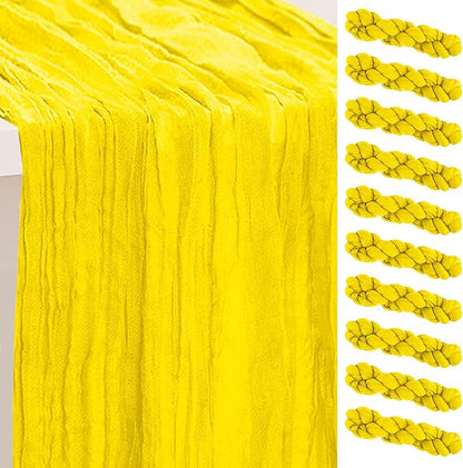 10 Pack Yellow Cheesecloth Table Runner 35x120 Inch 10Ft Rustic Gauze Cheese by SuBleer