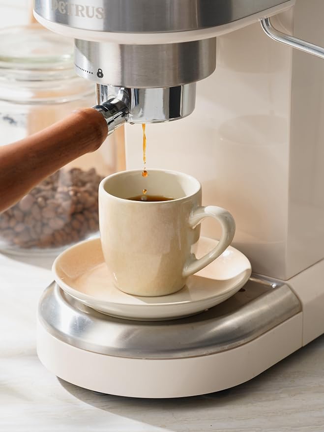 famiware 3oz Espresso Cups and Saucers, Honey Beige | Ceramic Small Coffee Mug - Image 4
