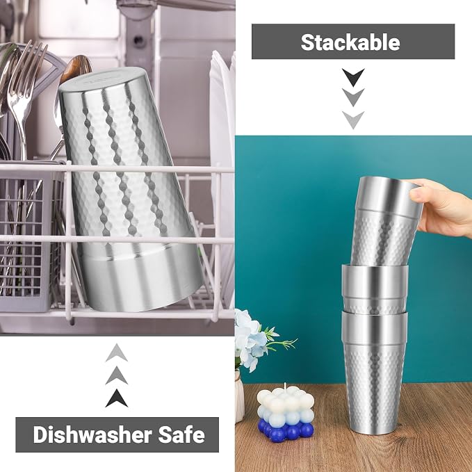 Stainless Cups, 19 oz Double Wall Insulated Tumbler, 4 Pack Unbreakable - Image 5
