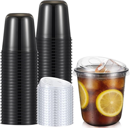 Ziliny 50 Sets Clear Plastic Coffee Cups by Ziliny
