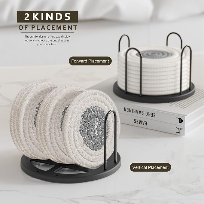 Lazebox Coasters Set of 8 for Drinks, 4 Inch Large Coasters for Coffee Table - Image 5