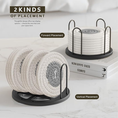 Lazebox Coasters Set of 8 for Drinks, 4 Inch Large Coasters for Coffee Table - Image 5