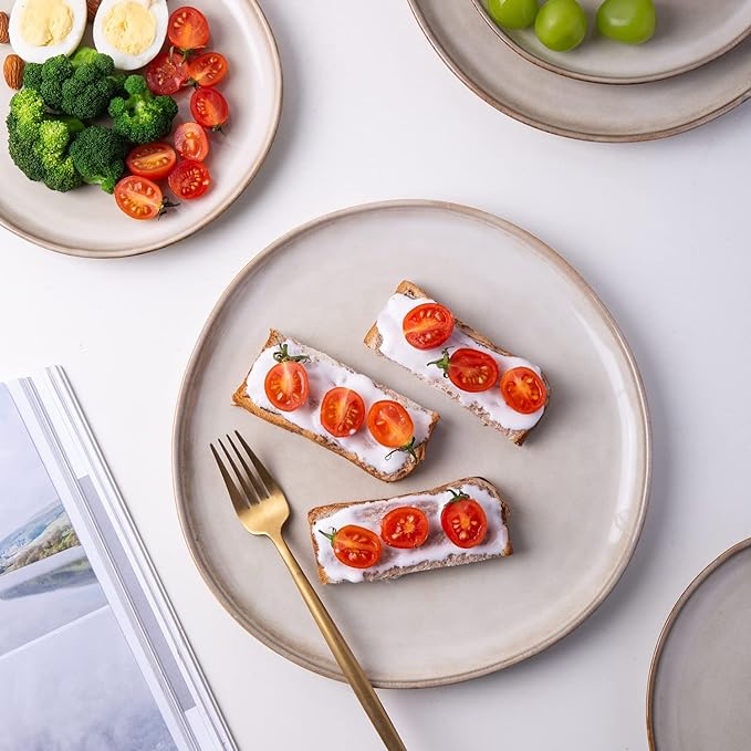 AmorArc Ceramic Plates Set of 6, 8.5 Inch Stoneware Small Dinner Plates Set | - Image 4