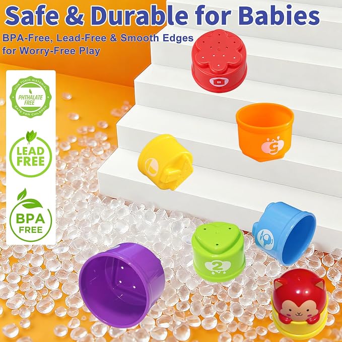 WEEJOYGAM Baby Stacking Cups for Toddlers 1-3 Babies 12-18 Months, Nesting - Image 4