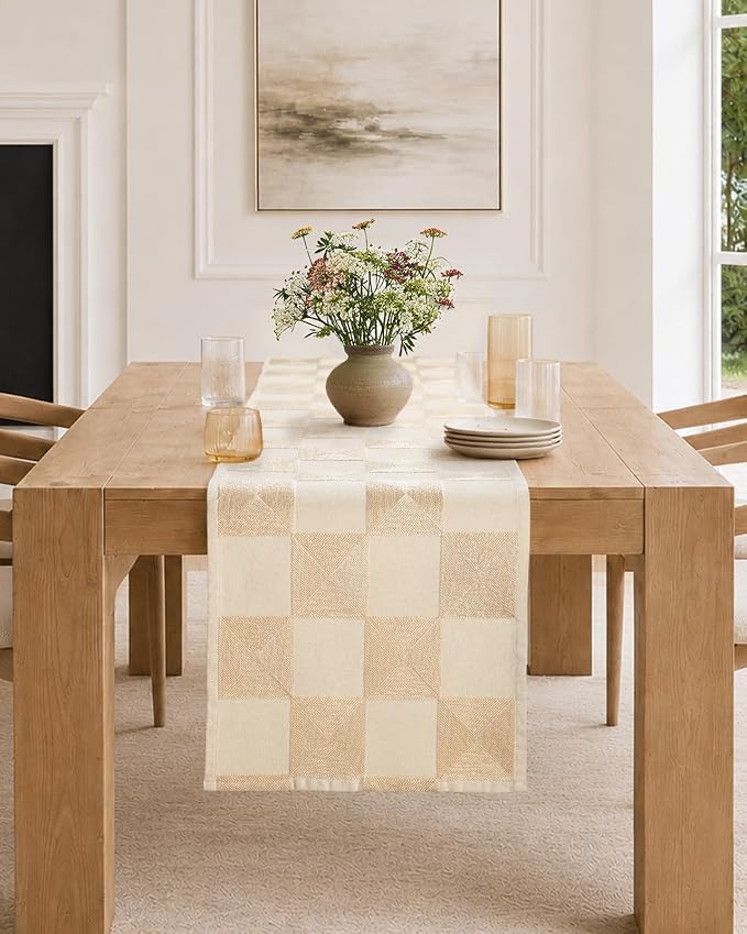 Embroidered Canvas 13"x 72" Narrow Table Runner, Rustic texture, Minimalist - Image 5