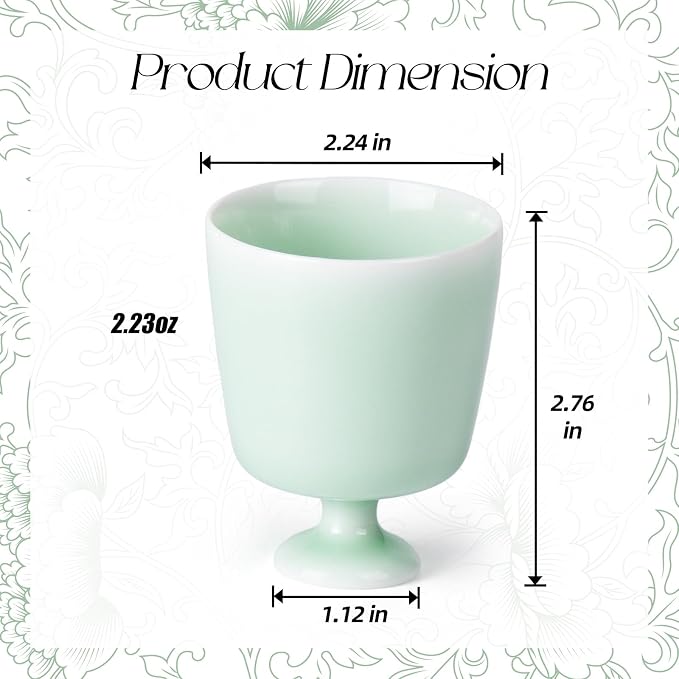 KAMMAK Ceramic Tea Cups Set of 2, 2.2 oz, Vintage Small Teacups, 721N | Hand - Image 2