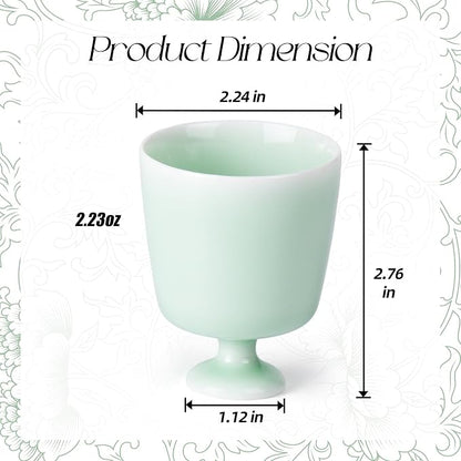 KAMMAK Ceramic Tea Cups Set of 2, 2.2 oz, Vintage Small Teacups, 721N | Hand - Image 2