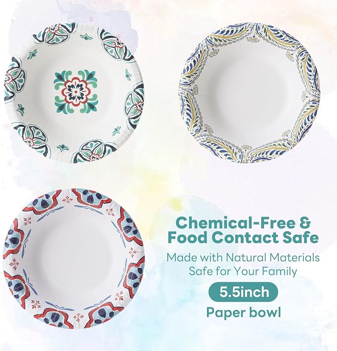30 Count 8oz Paper Bowls, Small Paper Bowls, Microwaveable and Soak Proof | - Image 8
