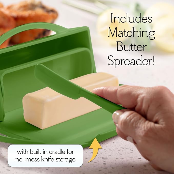 Flip Top Butter Dish with Attached Lid & Matching Knife, 2 Pack - Image 3