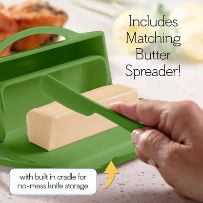 Flip Top Butter Dish with Attached Lid & Matching Knife - Image 3