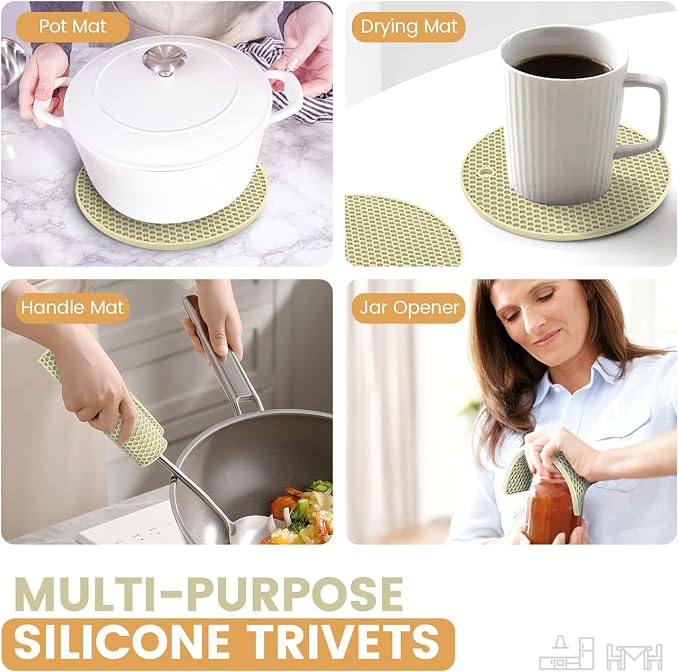 Silicone Trivet Mats 4 Heat Resistant Pot Holders Multipurpose Non-Slip Hot Pads - Image 3
