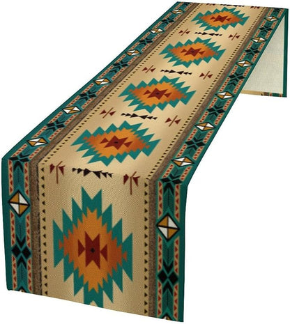 Aztec Southwest Table Runner, Ethnic Style Design Geometric Triditional Kitchen by Yearn+Jear