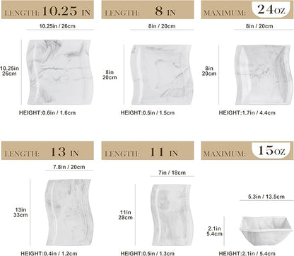 MALACASA Square Dinnerware Sets, 26-Piece Marble Grey Plates and Bowls Sets, Porcelain Dinner Set Microwave Safe, Kitchen Dinnerware Plates Set, Dishes and Bowls, Service for 6, Series Flora