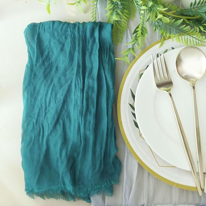 Efavormart 5 Pack 24"x19" Peacock Teal Matte Gauze Cheesecloth Napkins - Image 2