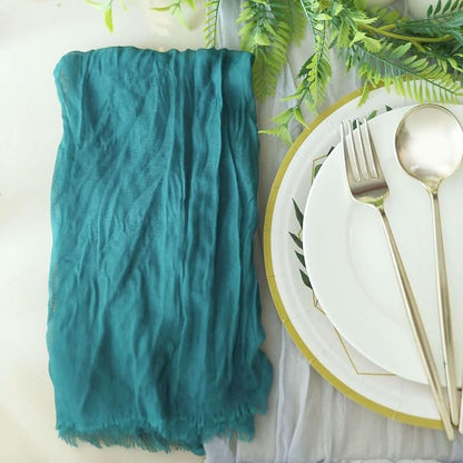 Efavormart 5 Pack 24"x19" Peacock Teal Matte Gauze Cheesecloth Napkins - Image 2