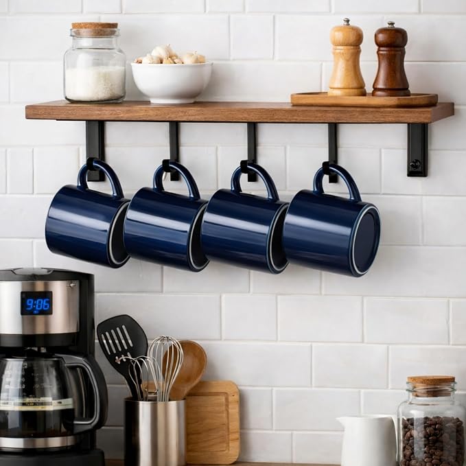 GBhome 14 OZ Coffee Mugs Set of 6, Stackable Navy Blue Coffee Cups Set | Modern - Image 8