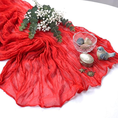 10 Pack Red Cheesecloth Table Runner 17 x 108 Inch | Boho Gauze Fabric - Image 6