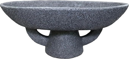 Boho Modern Decorative Bowl decor - Multi functional modern home Pedestal decoration bowl,Handicraft Bowls,Stylish Key Bowl for Entry Table,Fruit Bowls for Kitchen Counter,Artificial Stone Black