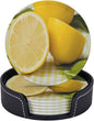 6 Pcs Yellow Summer Lemon Leather Coasters by Jfniub