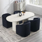 Modern Barrel Dining Chairs with Rolling Casters Set of 4, Upholstered Velvet Swivel Dining Room Chairs with Wheels for Kitchen Living Room Home Office, Black
