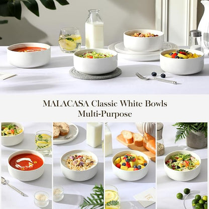 MALACASA 24 OZ Ceramic Bowls Set of 4, Dishwasher Microwave Oven Safe, Series - Image 6