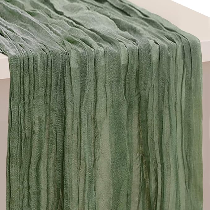 1 Pack Sage Green Cheesecloth Table Runner 35x120 Inch 10Ft Rustic Gauze Cheese by SuBleer