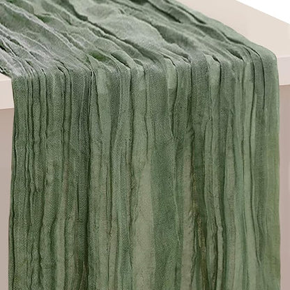 1 Pack Sage Green Cheesecloth Table Runner 35x120 Inch 10Ft Rustic Gauze Cheese by SuBleer