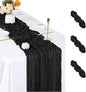 3 Pack Black Cheesecloth Table Runner, 17 x 108 inch, Semi Sheer Boho Cheese by ACSUIT
