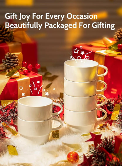 Sweese Porcelain Espresso Cups Set of 6, stackable cups, - Image 6